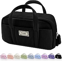 Vista 12 de Sooez Estuche grande para lápices, extra grande con 5 compartimentos, bolsa para bolígrafos de amplia apertura, organizador suave de gofres