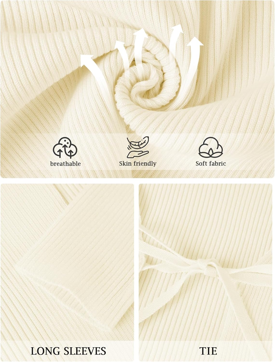 Cardigan Sweaters for Women - Shrug Sweaters Lightweight Cropped Cardigan Tie Front Long Sleeve Rib Knit Bolero