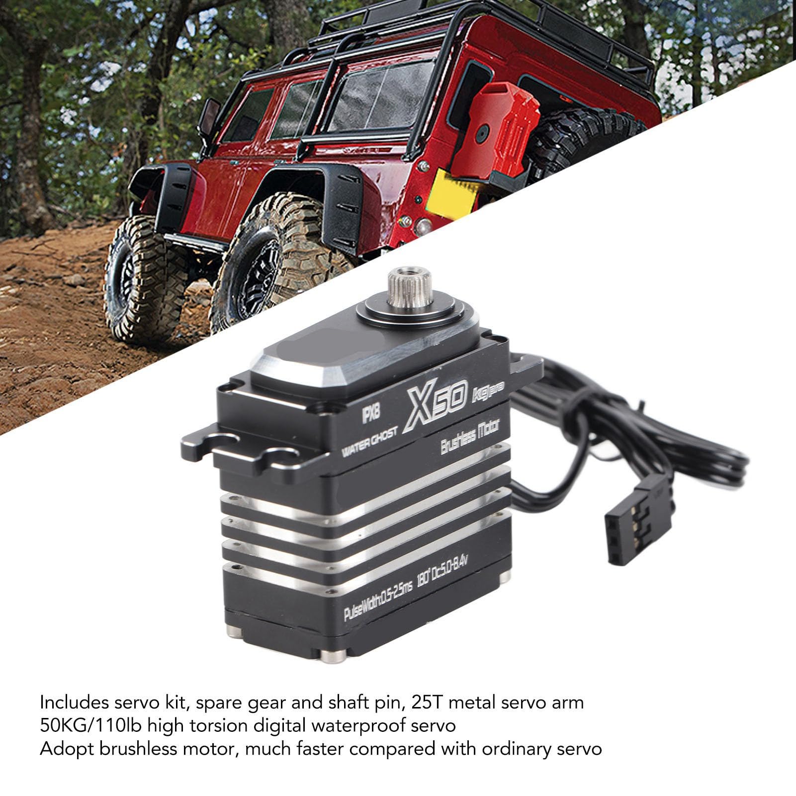 RiToEasysports Servo de Dirección de Coche RC de 50KG, Servo Digital RC Impermeable de Alta Velocidad de Aleación de Aluminio de Alto Rendimiento para Coche RC 1/8 1/10 Accesorio De Modelo De Coche