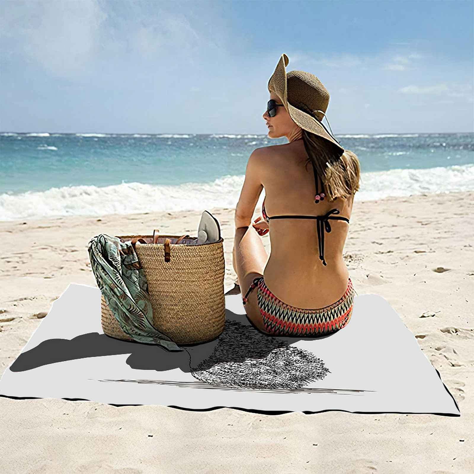 Telo Mare Bambino 3D Stampa Microfibra Antisabbia Riccio Di Pittura In Bianco E Nero Asciugamano Da Spiaggia Grande xl xxl Per Adulti Uomo Donna Telo Da Bagno Nuoto Spa Prendere Il Sole 150x200c