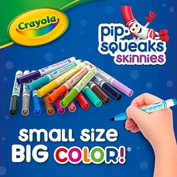 Crayola Pip Squeaks Skinnies Washable Marker Set (16ct), Mini Markers for Toddlers, Thin Coloring Markers for Kids, Spring Crafts Supplies
