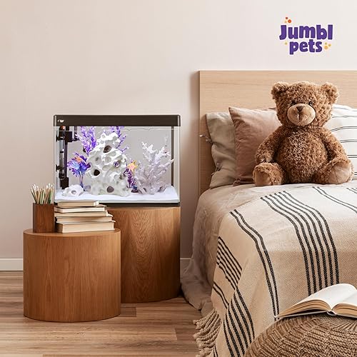 Miniatura 8 de JumblPets - Kit de acuario de peces de alta calidad, 21 galones, juego completo de peceras de vidrio con LED, sistema de filtración y juego, capucha