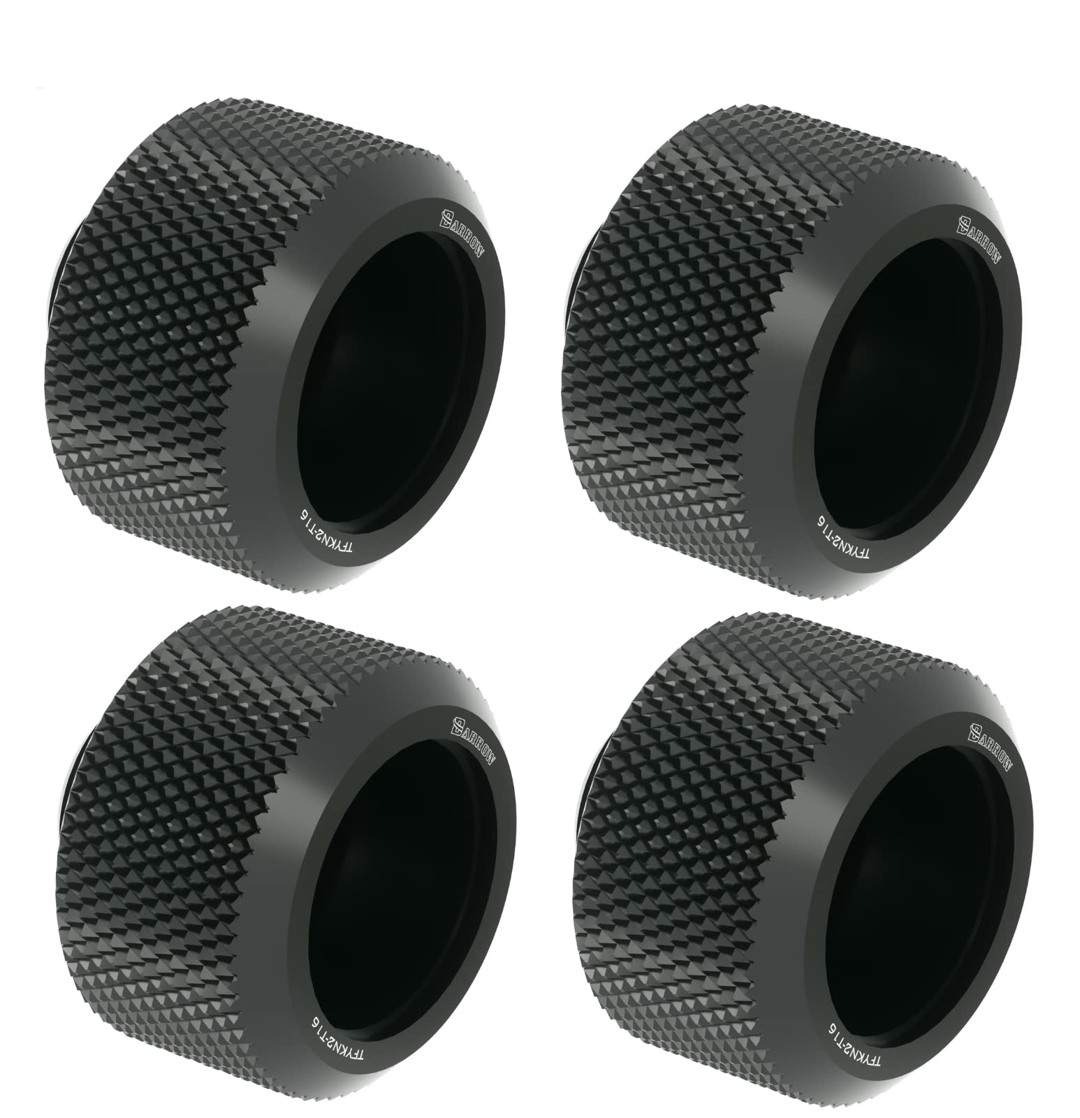 Barrow G1/4" to 16mm Hard Tubing Compression Fitting Anti- Slip, Anti-Off, 4-Pack (Black)