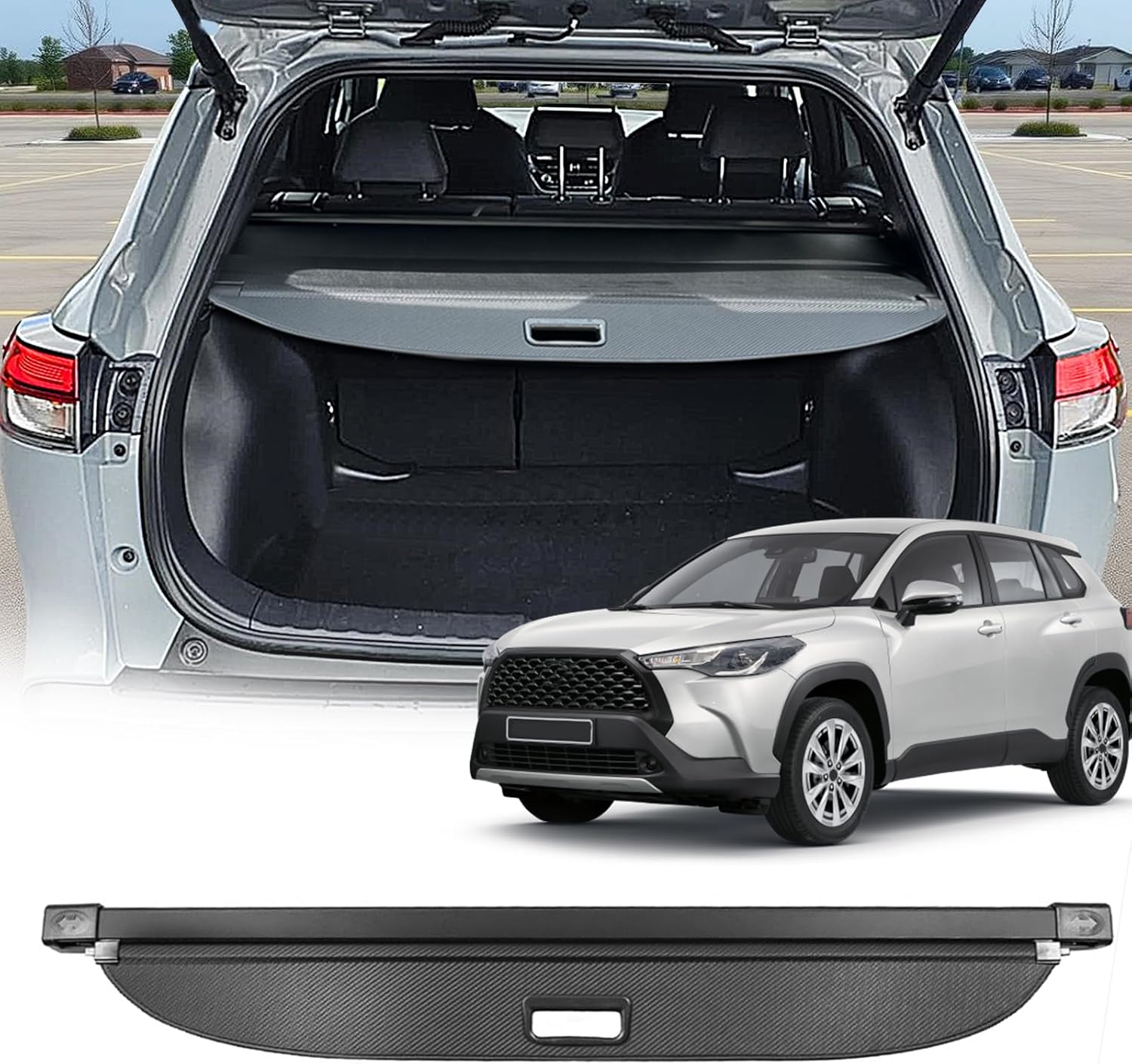 Cargo Cover for Toyota Corolla Cross 2026 Accessories 2022-2025,Retractable Trunk Cover Security Shield Shade for Corolla Cross Accessories (Not for Corolla,Carbon Fiber Texture)