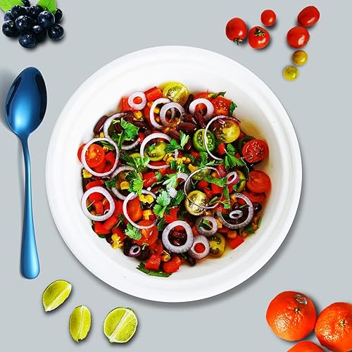 Miniatura 5 de Cucharitas azules de cubiertos, juego de 12 cucharas de cena, cubiertos de acero inoxidable de 6.8 pulgadas, utensilios de cocina para el hogar al