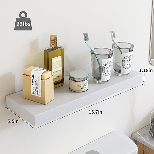 Miniatura 3 de Fixwal Estantes flotantes de 32 pulgadas para pared, estantes negros para montar en la pared con soporte invisible para baño, sala de estar,
