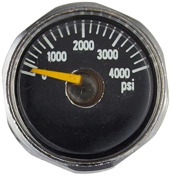 PIC Gauge HEX-108RQ 1" Dial, 0/4000 psi Range, 1/8" Male NPT Connection Size, Center Back Mount Dry Non-Fillable Miniature Hex Gauge with a Nickel Plated Hex Case, Brass Internals, and Plastic Lens