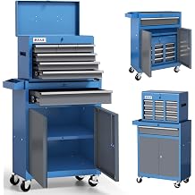 Tool Chest 7-Drawer | 40'' H Rolling Tool Chest with Wheels | Detachable Top Metal Tool Box | Garage Storage Cabinet for Repair Room,Warehouse | Rolling Tool Box with Hooks,Liners,Tray Divider | Black