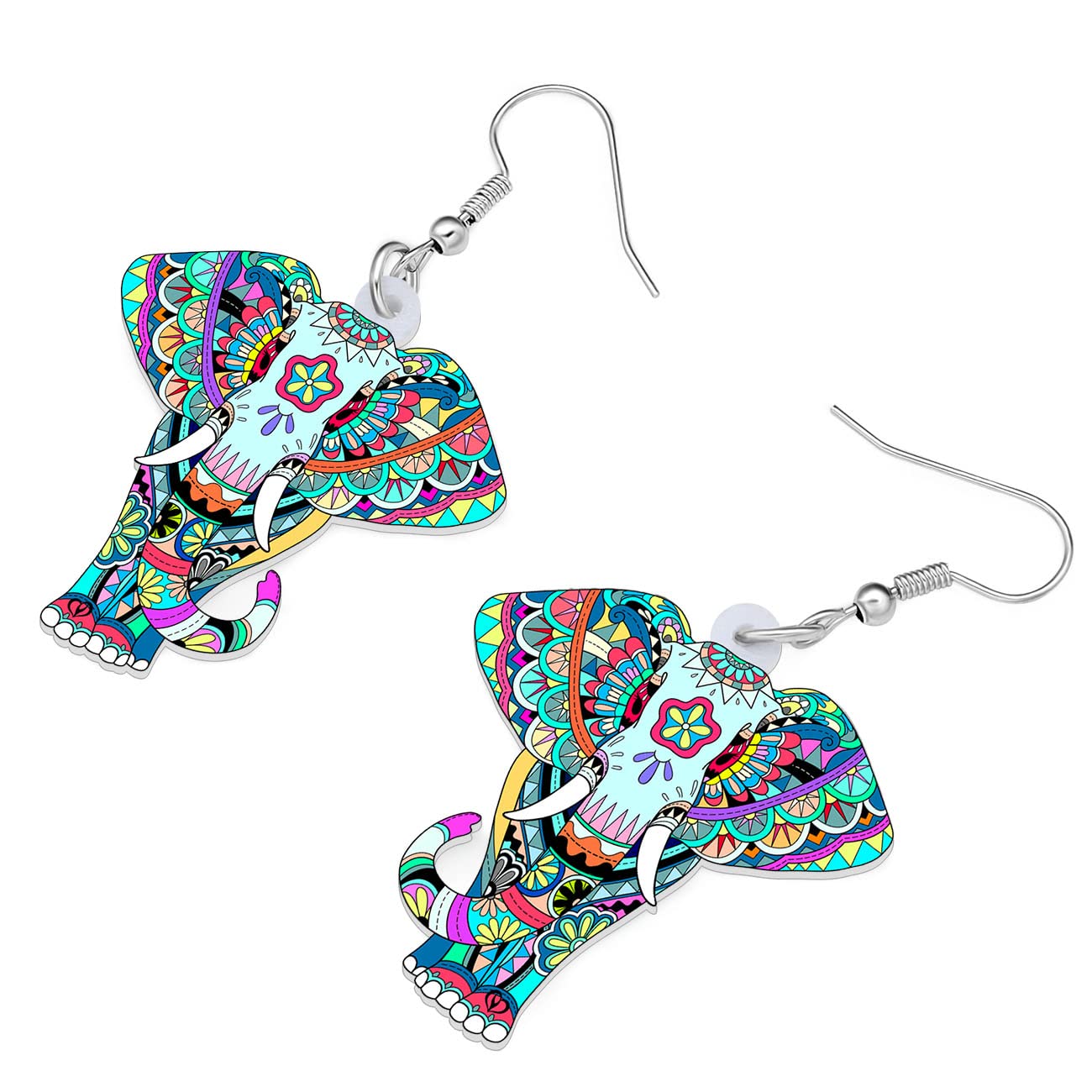 BONSNY Acrylic Africa Jungle Elephant Drop Dangle Statement for Women Earrings Jewelry Charms Gifts (Multi) - Image 3