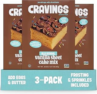 Cravings by Chrissy Teigen Vanilla Birthday Cake & Cupcake Mix - Includes Milk Chocolate Frosting & 