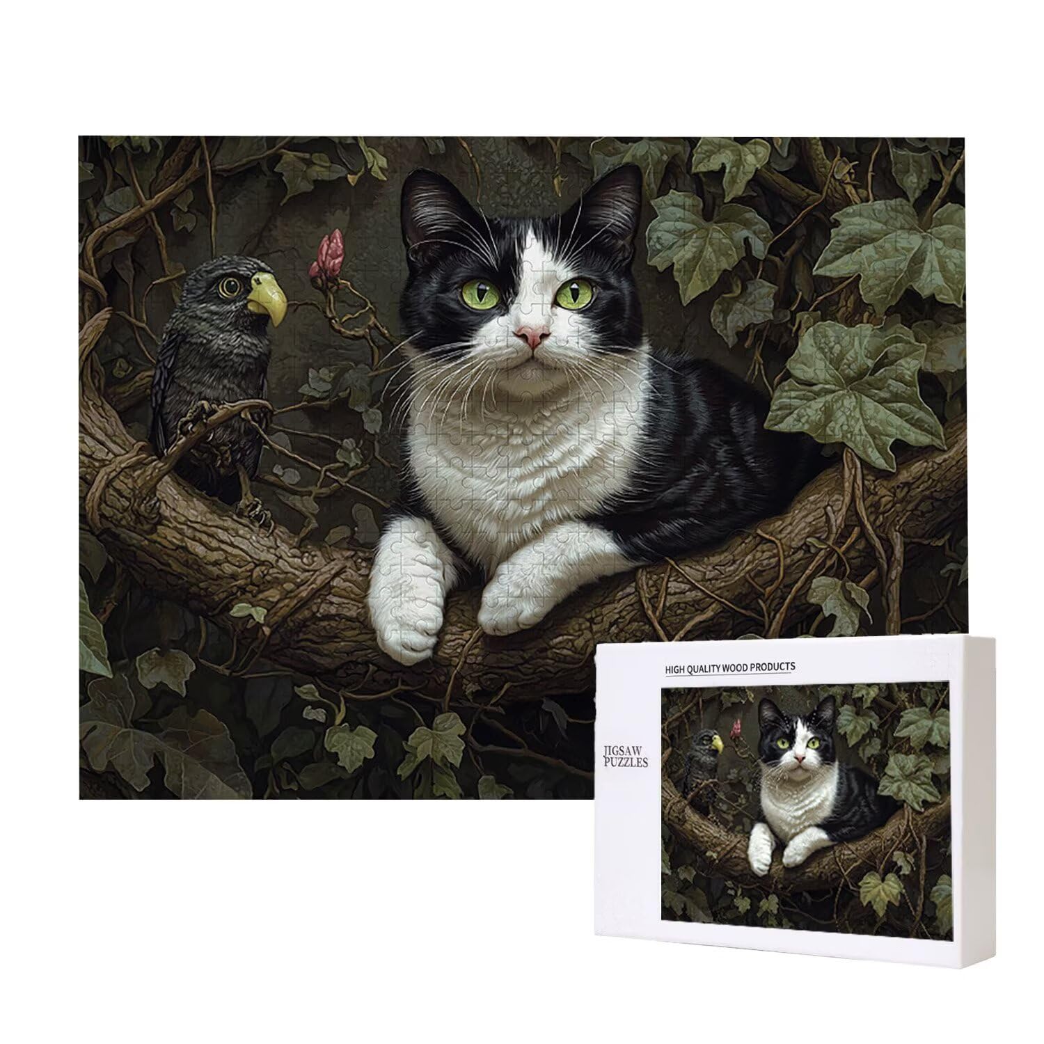 Drewniane puzzle dla dorosłych 1500 sztuk | Drzewo kota | Zabawki edukacyjne | Puzzle dla dorosłych i dekoracje rodzinne | Rozmiar 87 x 57 cm | Prezent dla dorosłych | Prezenty świąteczne (rozmiar