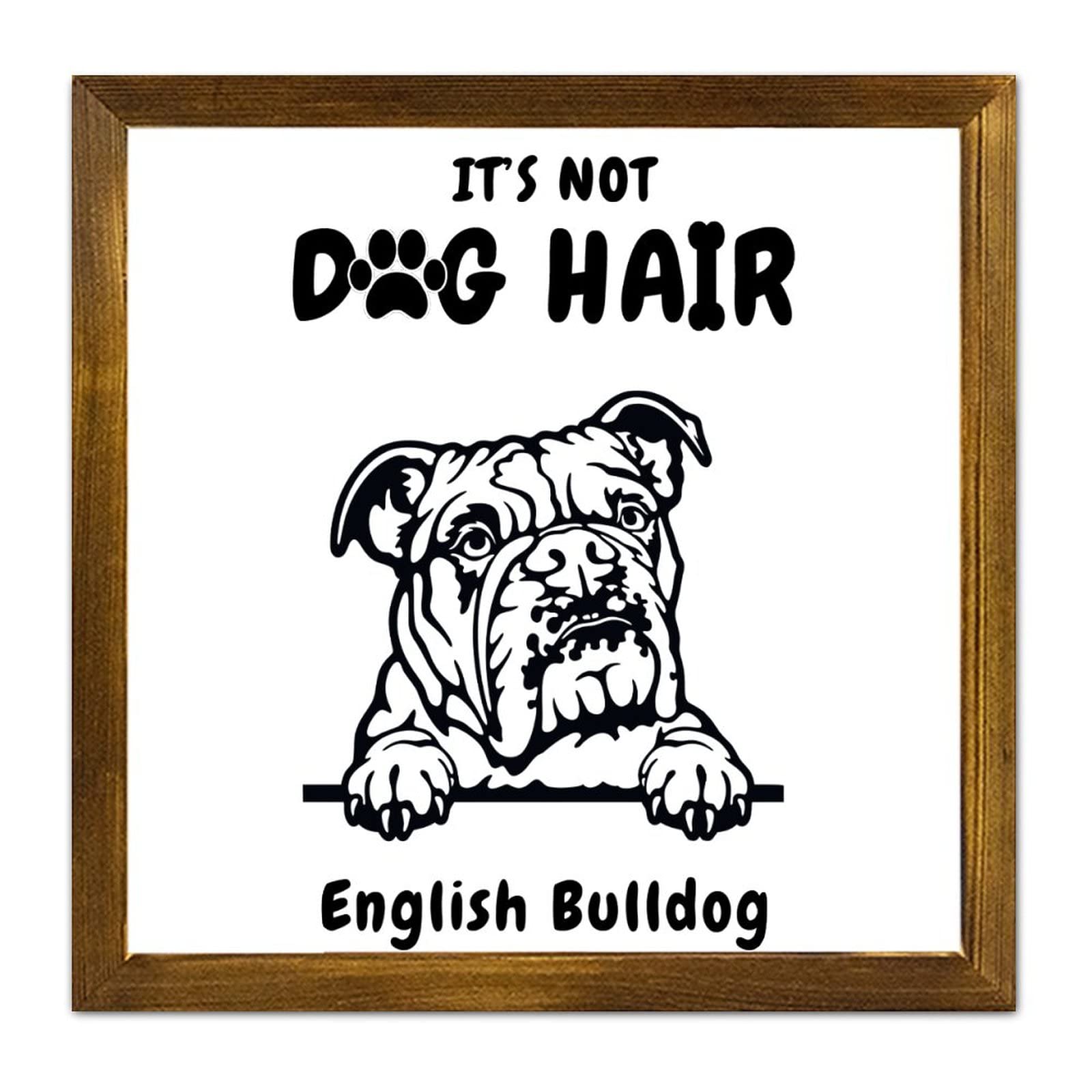 Cadeau English Bulldog cadre bois pour salon et chambre