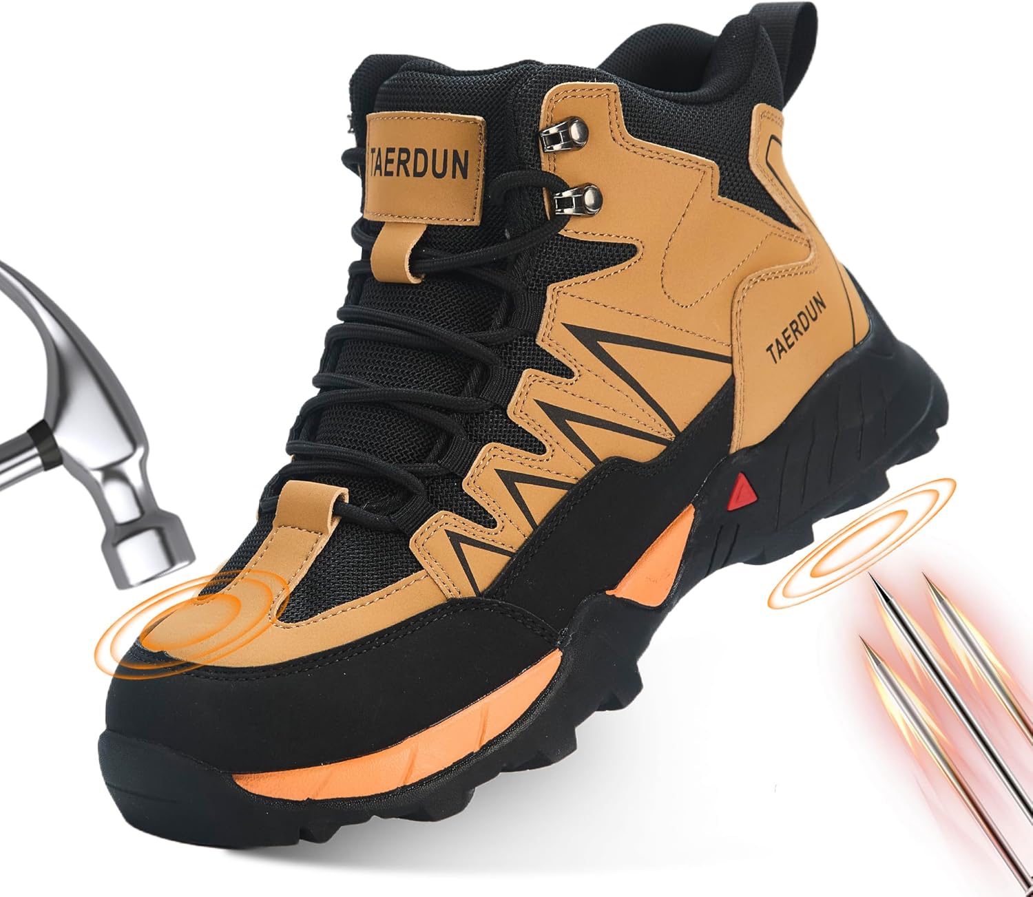 Steel Toe Work Boots for Men Safety Boots for Men with Slip Resistant, Comfortable Work Shoes for Construction, Industrial, and Outdoor Use，Botas DeTrabajo Para Hombre，T423