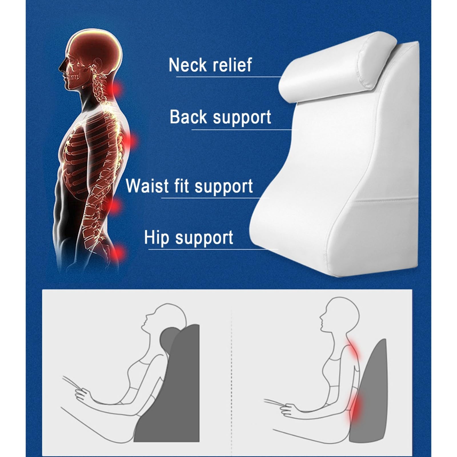 Almohada de Lectura con Reposabrazos,Cojin Lumbar y Almohada,Funda Lavable con Almohada Soporte de Espalda para Sentarse en la Cama,Almohada de Lectura cojín con Forma de cuña E