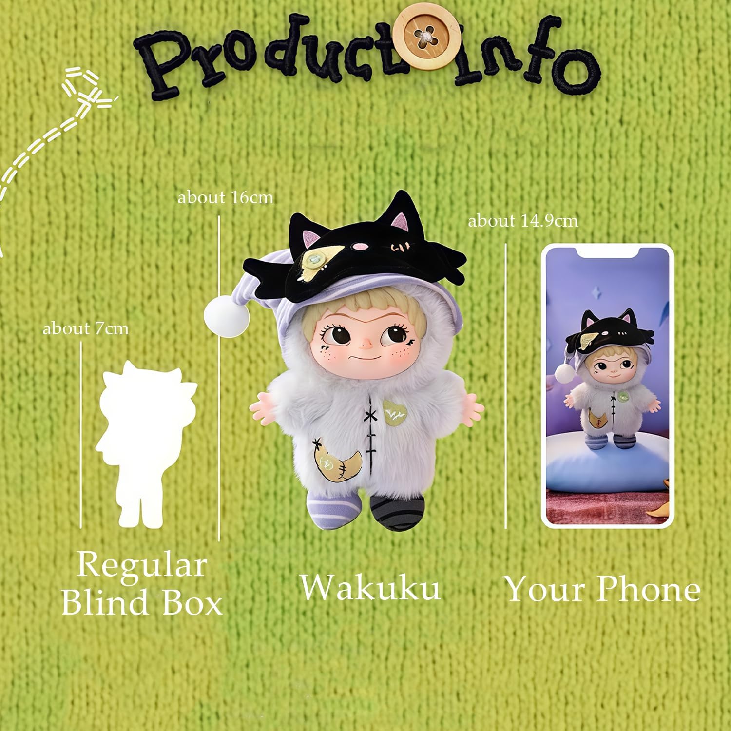 Wakuku The Handicraft World Series Plush Keychain Blind Box 1Pcs (1 of 7 Possible Styles) Wakuku Version 4 Cute Key Ring Decor Figures Collectible Birthday Gifts