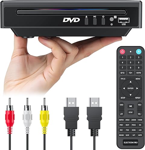 Mini reproductor de DVD para TV: región de tamaño pequeño libre para uso en un RV/remolque, reproductor de CD para sistema estéreo doméstico, cable