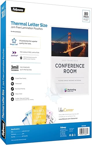 Fellowes® ImageLast Bolsas de laminación, 9 "x 11-1/2", 3 mil, transparente, paquete de 80 bolsas