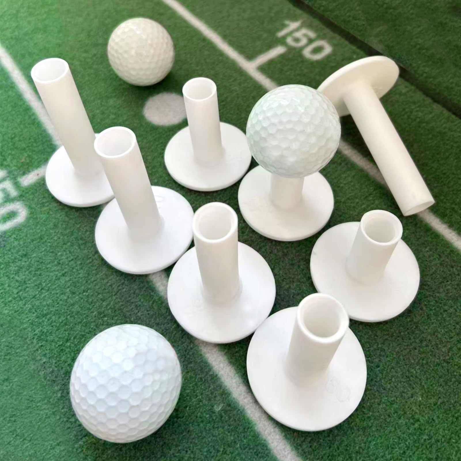 Rubber Golf Tees for Mats Indoor Golf Simulators - 8 Pack Mixed Size for Driving Range Indoor and