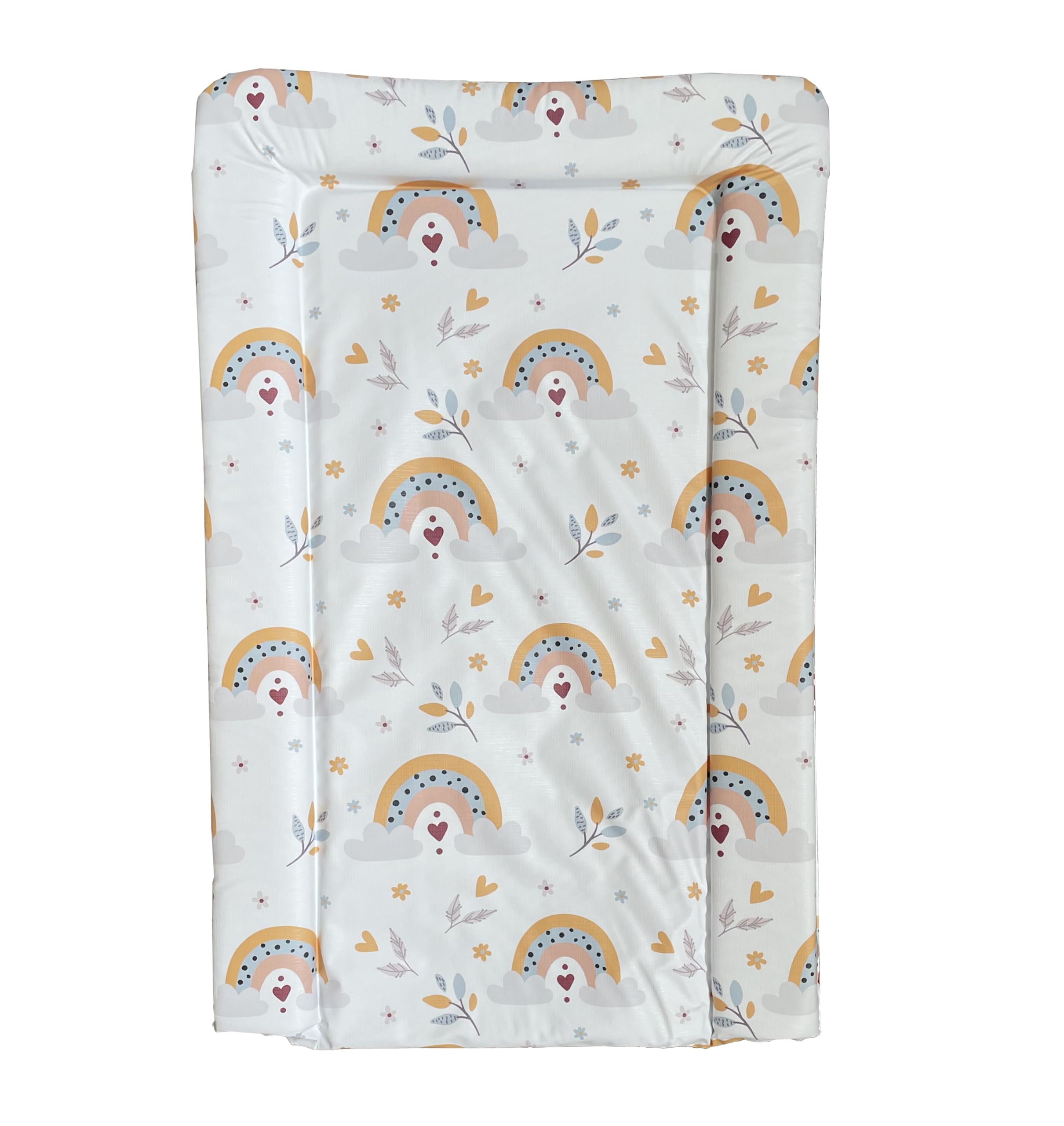 Babybase Baby Changing Mat – Padded with Raised Sides | Non-Toxic Waterproof PVC | Easy Clean| Newborn & Infant Changing Pad (Boho Rainbow)