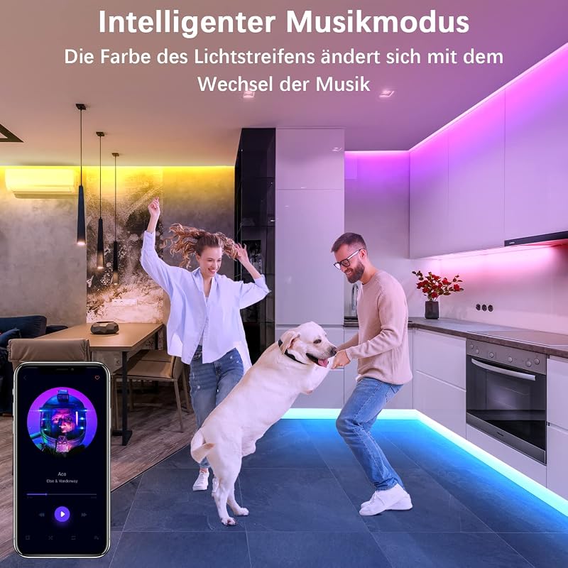 Militisto 30M RGB LED Szalag WiFi Okos Világítás Alexa Google Assistant Kompatibilis Zeneszinkron Távirányítóval 2x15m