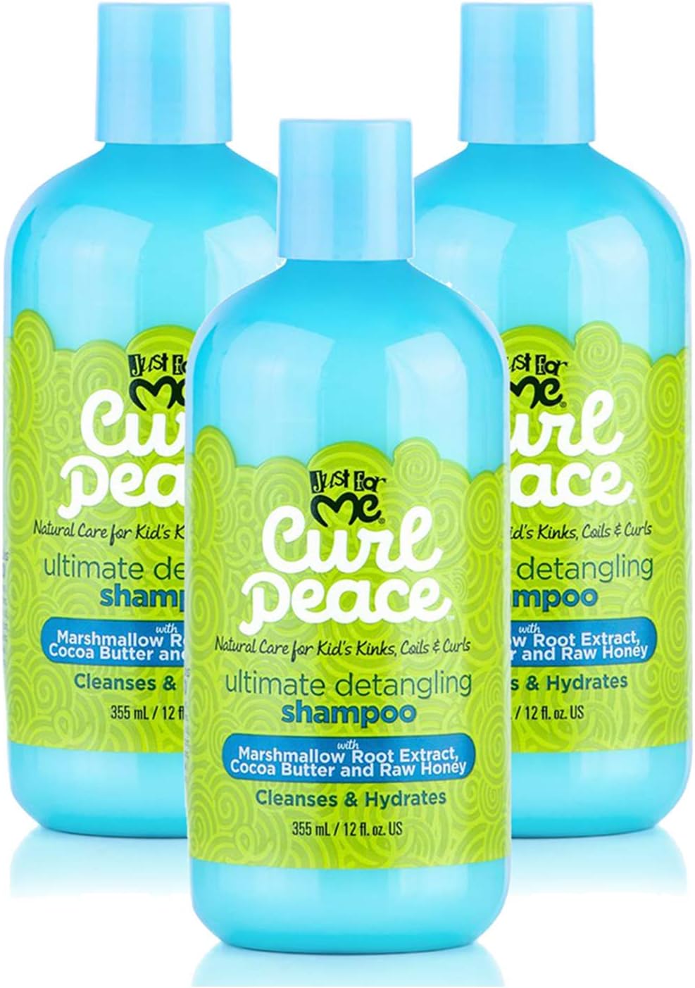 Curl Peace Ultimate Detangling Shampoo (3 Pack) - Cleanses & Hydrates, Contains Marshmallow Root Extract, Cocoa Butter & Raw Honey, Sulfate Free, No Animal Testing, 12 oz