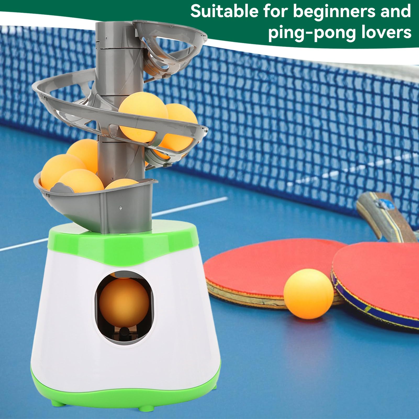 HERCHR Lanciatore Automatico per Ping Pong, Robot da Ping Pong Macchina per Palline da Ping Pong con 10 Palline per Allenatore di Table Tennis