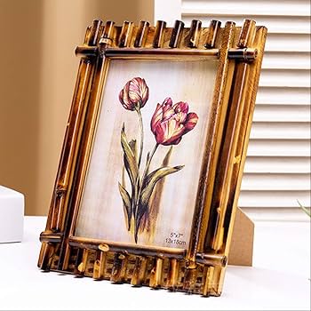 Amazon.co.jp: フォトフレーム、クラシックな竹の額縁、ホームデポの竹
