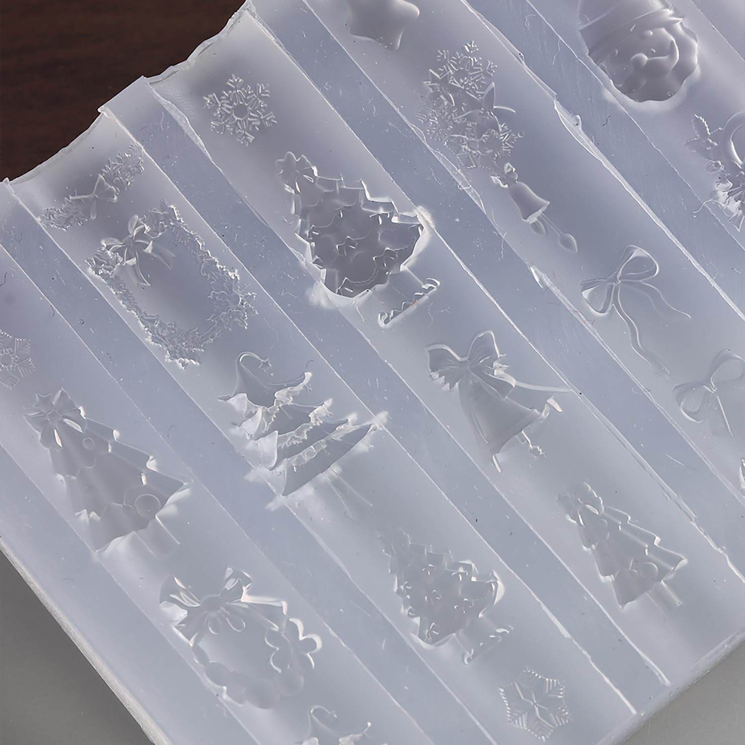 Christmas 3D Nail Mold Silicone Nail Tools, Cute Nail Charm Molds Design Carving Template Nail Art Mold Manicure Xmas Tree Santa Stars Bow Winter Nail Accessories for Women DIY Nail Supplies