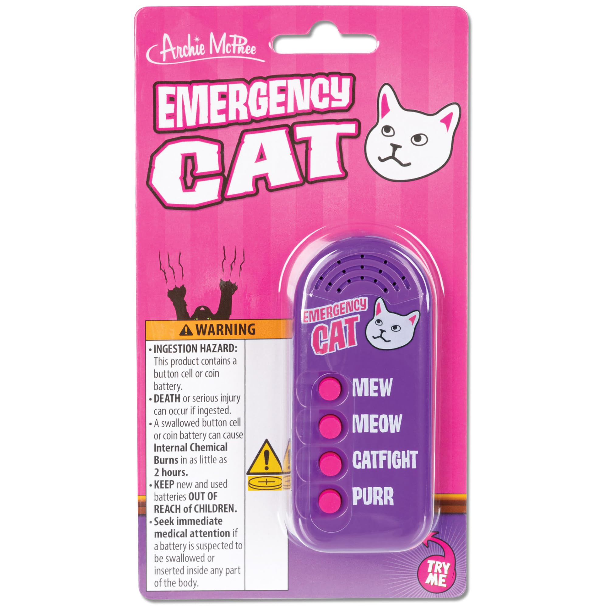 Archie McPhee Emergency Cat Electronic Sound Maker - 4 Feline Gag Noises