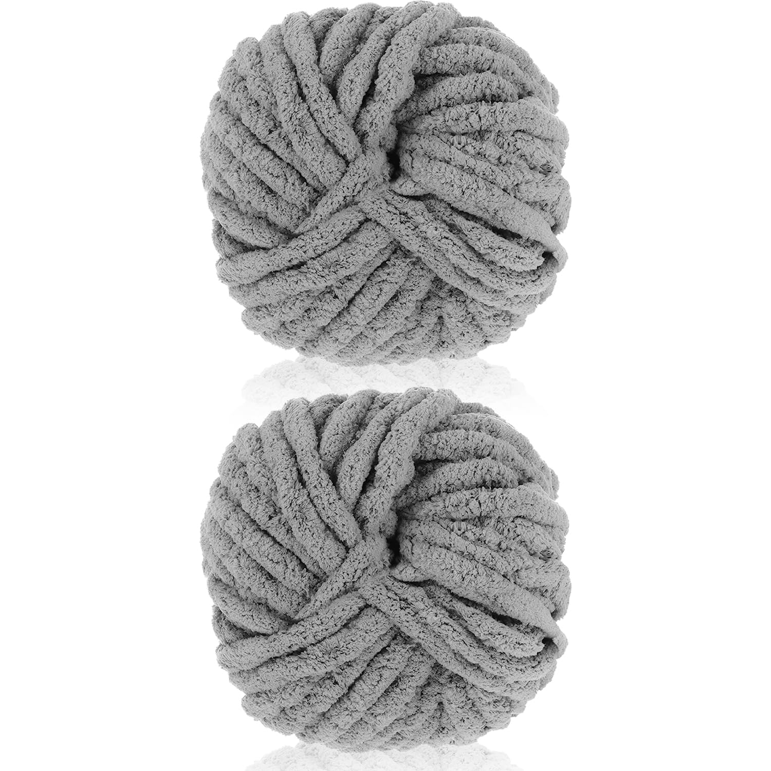 Cnwinu 2 Pack Chunky Yarn,240g Chenille Yarn for Hand Knitting,Multi-Colored Soft Thick Wool,Super Chunky Wool for Knitting&Crocheting Blanket,Cushion,Pet Beds,Bags,Hats,Scarves(Dark Gray)