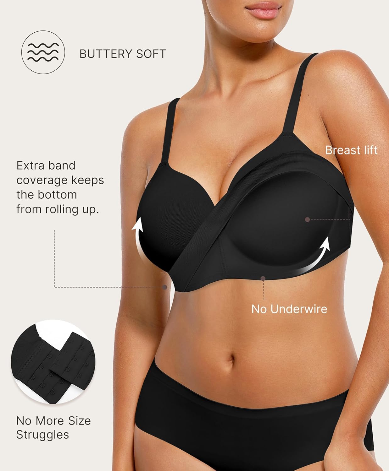 FeelinGirl Wireless Supportive Bra for Women, Seamless Comfort Bralettes No Underwire Full Coverage Everyday Bras - Image 2