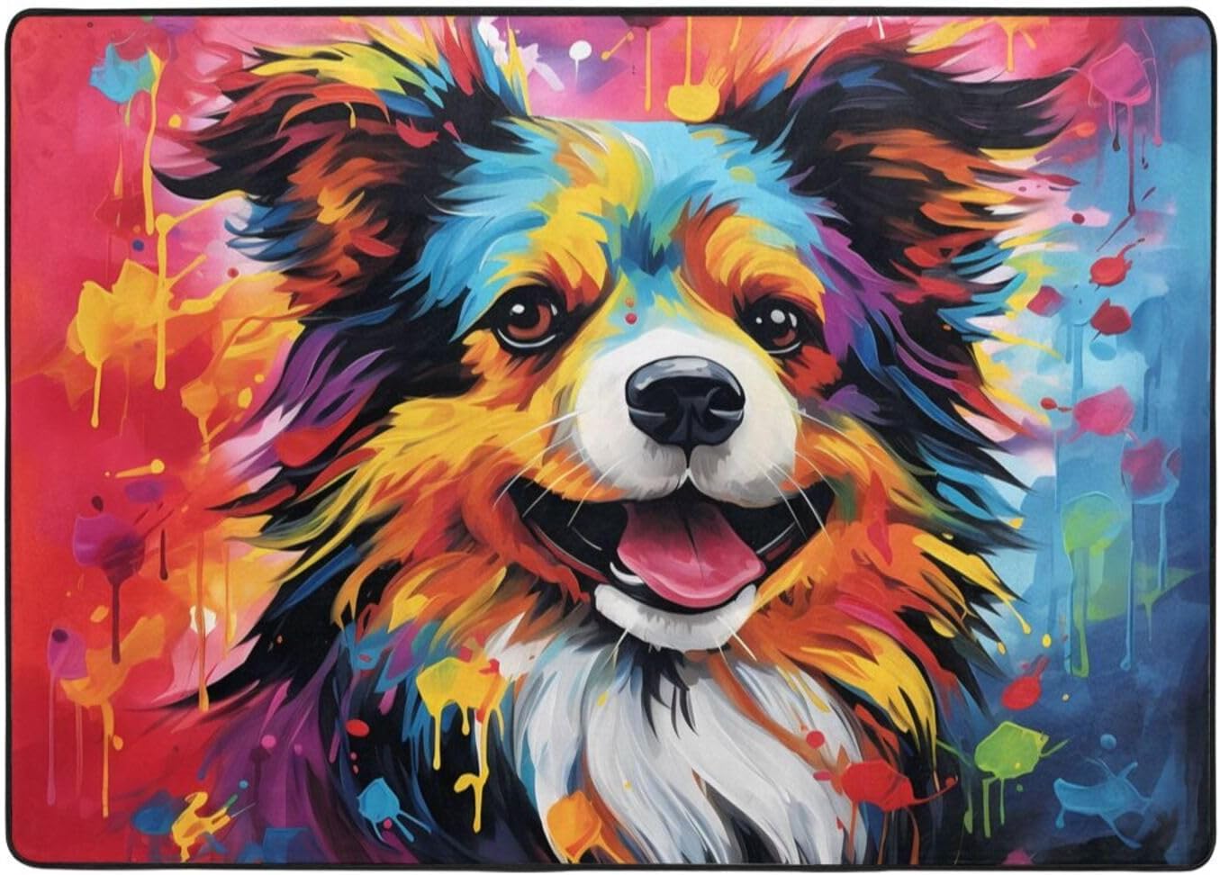 Doodle Dog Printed Floor mat 80x58 inches, Non-Slip Decorative Carpet for Bedroom and Living Room