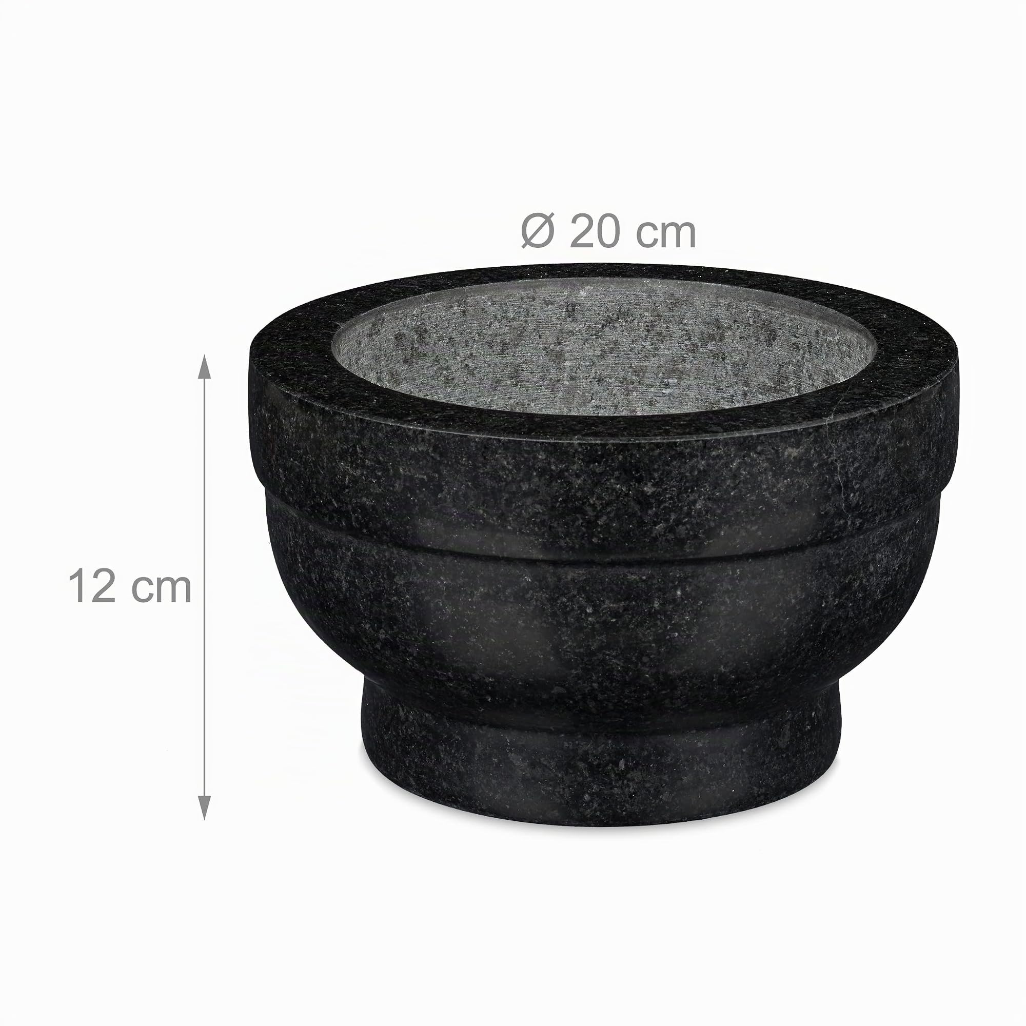 Relaxdays Mortier en granit avec pilon, robuste, pour épices, herbes, mortier en pierre polie, 5,6 kg, cm, 1l, noir