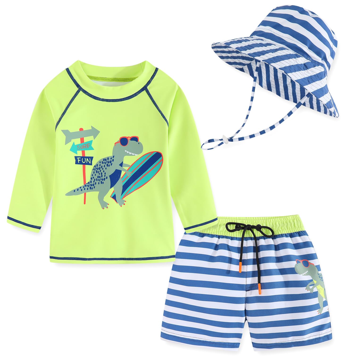 Toddlers and Baby Boys' 3-Piece Rashguard Set with Hat
