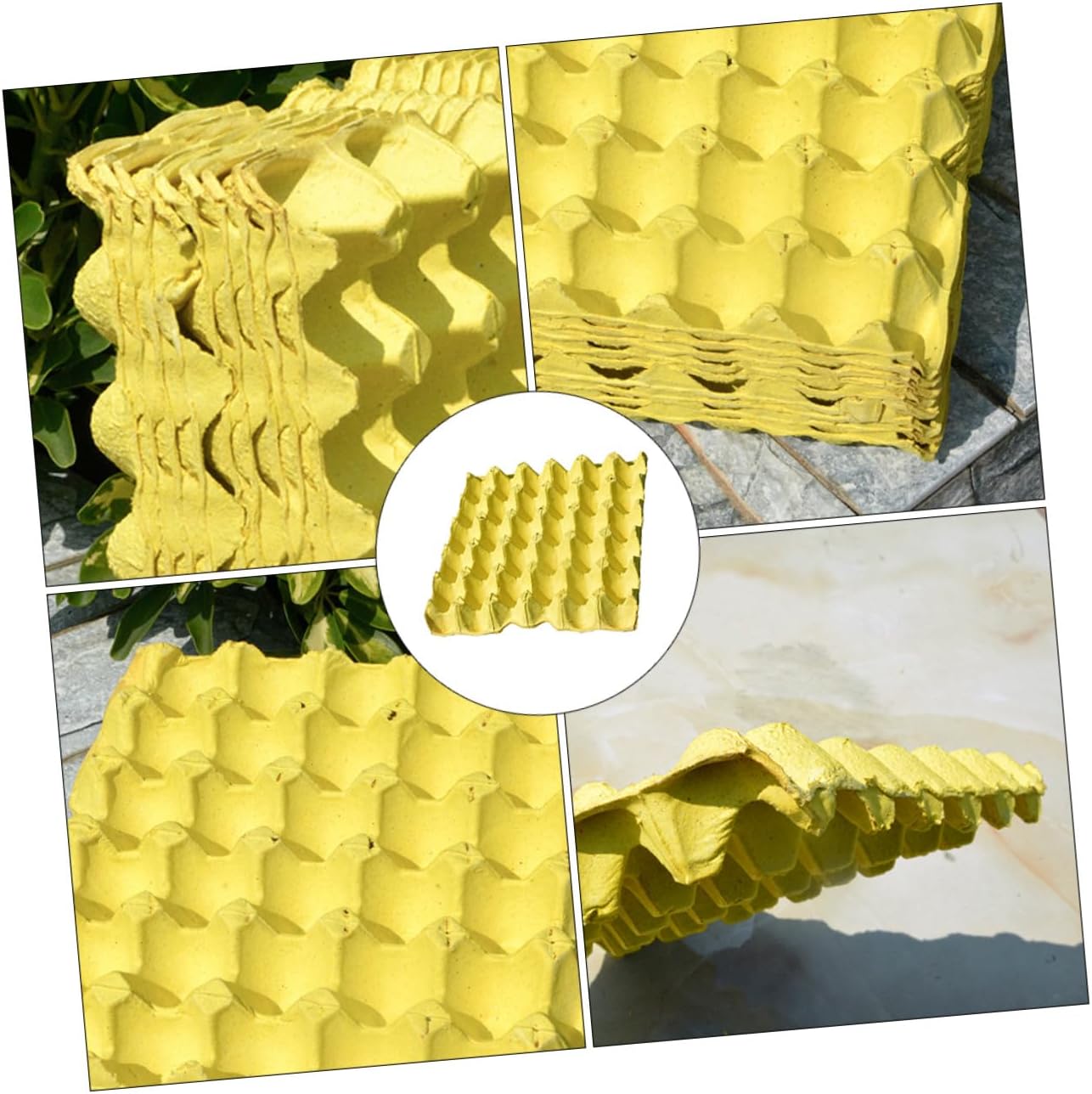 VILLCASE 10pcs Yellow Household Egg Storage Trays Made of Pure Pulp Paper 30-egg Capacity Kitchen Egg Holder for Refrigerator Organization and Fresh Keeping