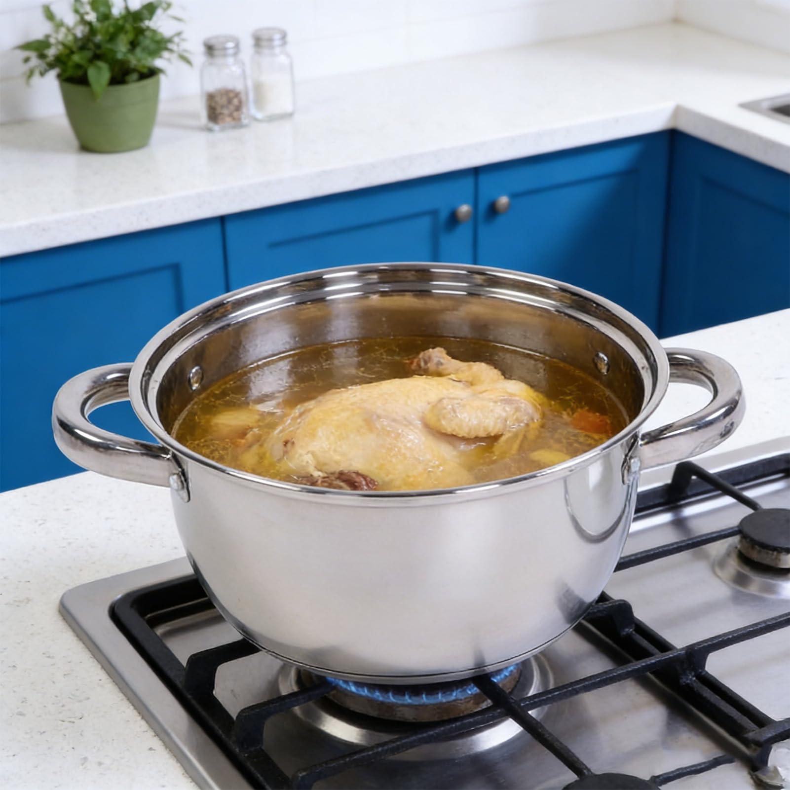 15-teiliges Edelstahl-Kochgeschirr-Set, Töpfe und Pfannen mit Deckel, Induktionskompatibler Kochtopf, Bratpfanne und Kochutensilien für das Kochen zu Hause in der Küche