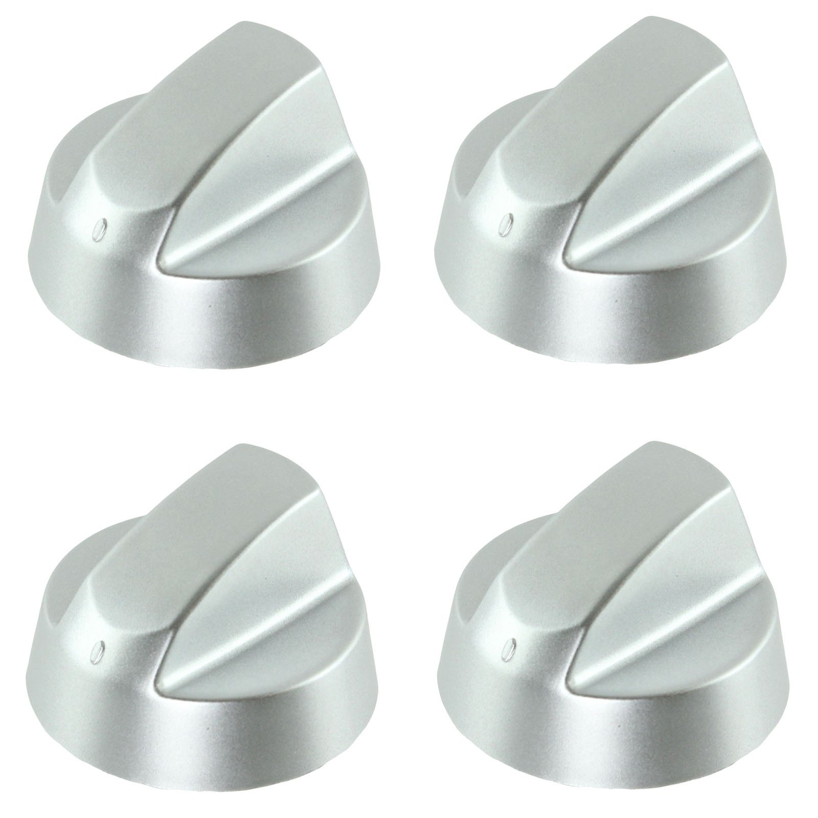 Spares2go Control Knobs/Dials for Candy Oven Cooker & Hob (Pack of 4 + Adaptors, Silver)