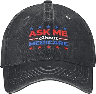 Ask Me About Medicare Golf Hat Health Insurance Consultant Denim Baseball Cap Running Dad Caps