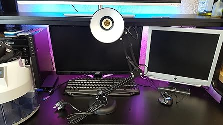 Lepro LED Desk Lamp, Clamp On Swing Arm Table Lamp, E27 Bulb Holder Classical Swing Arm Architect Lamp Flexible Desk L~p53255278