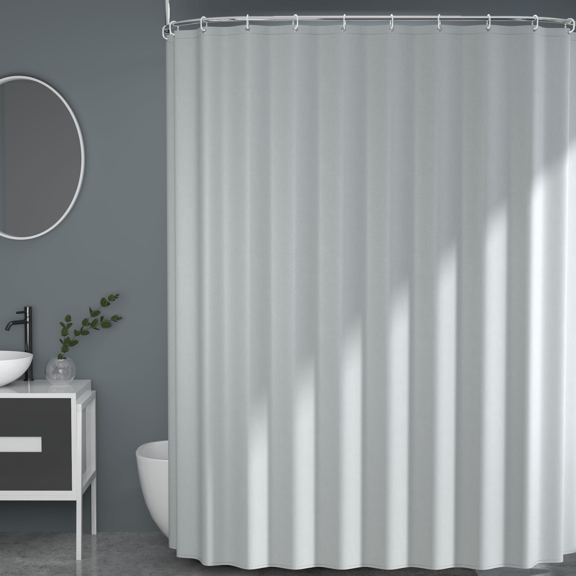 AwmnSrman Light Grey Shower Curtain - Shower Curtains for Bathroom with 12 Shower Curtains Hooks, Quick-Drying Modern Elegant Design Polyester W 180 x L 200cm (W 70.9" x L 78.7")