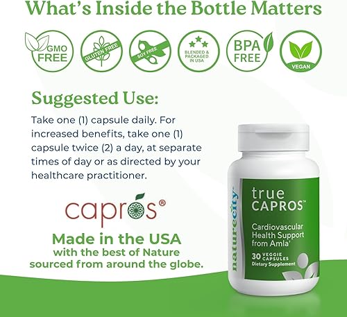 Miniatura 3 de NatureCity True-Capros - Suplemento de extracto de fruta de amla polifenol antioxidante potencia apoya la salud cardiovascular, 30 cápsulas vegetales