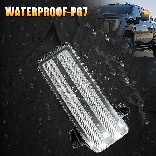 Miniatura 5 de ROCCS Señal de giro ámbar secuencial Switchback LED lateral espejo de remolque luz blanca DRL luz de estacionamiento para Chevy SilveradoGMC Sierra