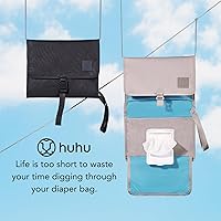 Vista 8 de Huhu Cambiador de pañales para bebé, compacto, portátil, cambiador de pañales para viajes, fácil de limpiar, tapete cambiador plegable - Accesorio