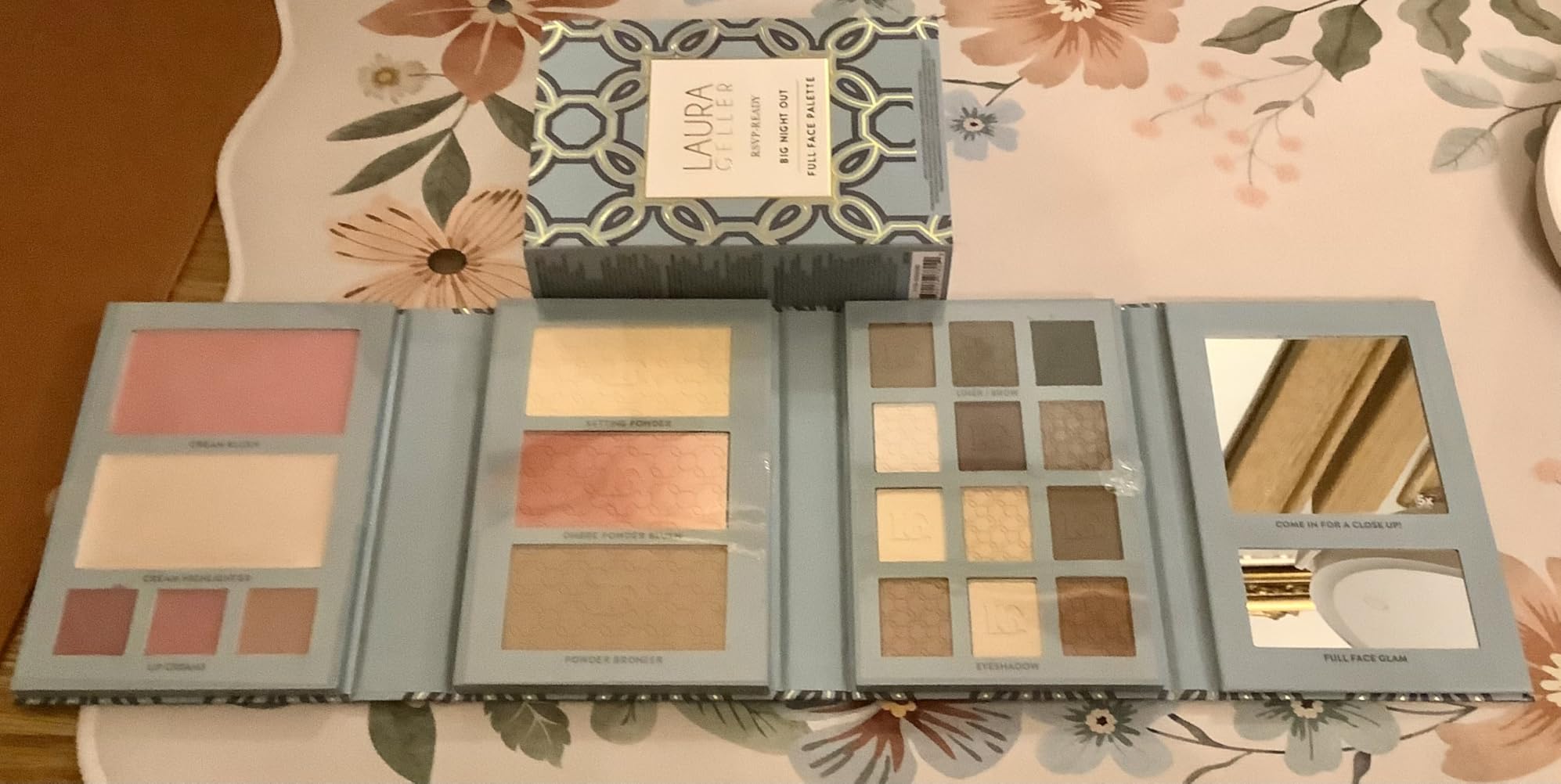 LAURA GELLER NEW YORK RSVP-Ready Big Night Out Full Face Travel Makeup Palette - All-in-One Set includes Eyeshadows, Eye Liners, Blush, Bronzer, Highlighter, Setting Powder, and Lip Creams