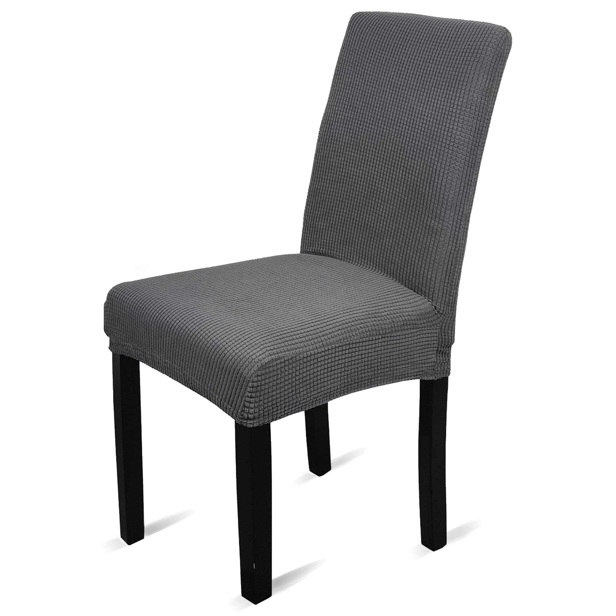 Trimming Shop High-Back Velvet Chair Covers for Dining Room, Dark Grey, 1pc
