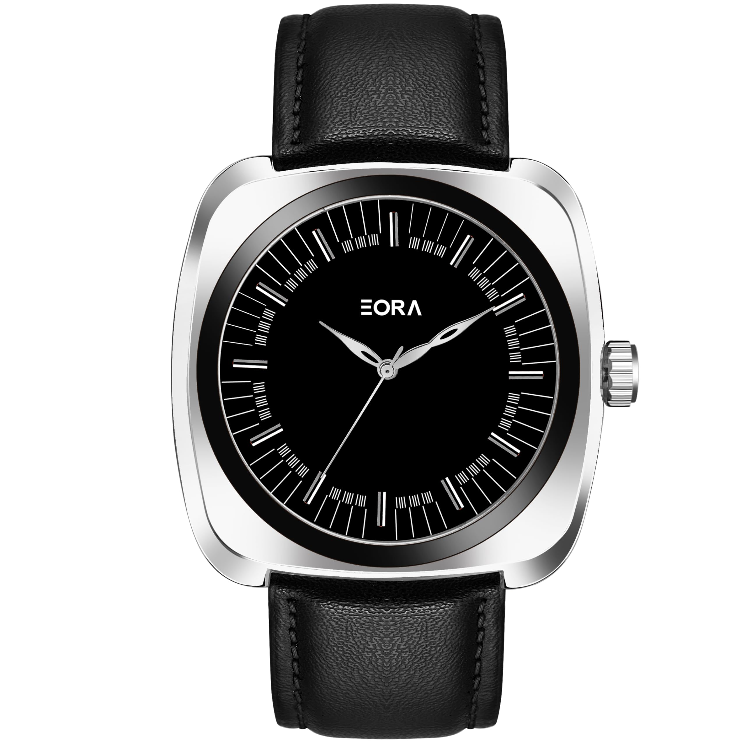 EORA Exclusive Le Leather - Analog Watch for Men-Stylish Timepiece with Fox Leather Black Belt- Stainless Dial Case in Silver-Border (B0CSWW68Q4) Amazon Price History, Amazon Price Tracker