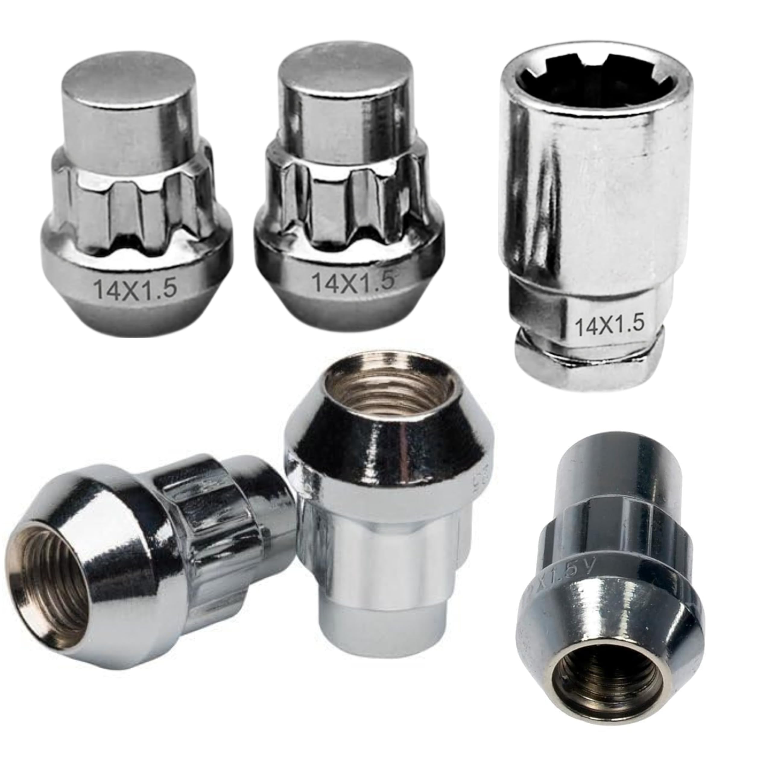 Anti-Theft Wheel Lock Nuts with 1 Key, M14x1.5 for All Thar