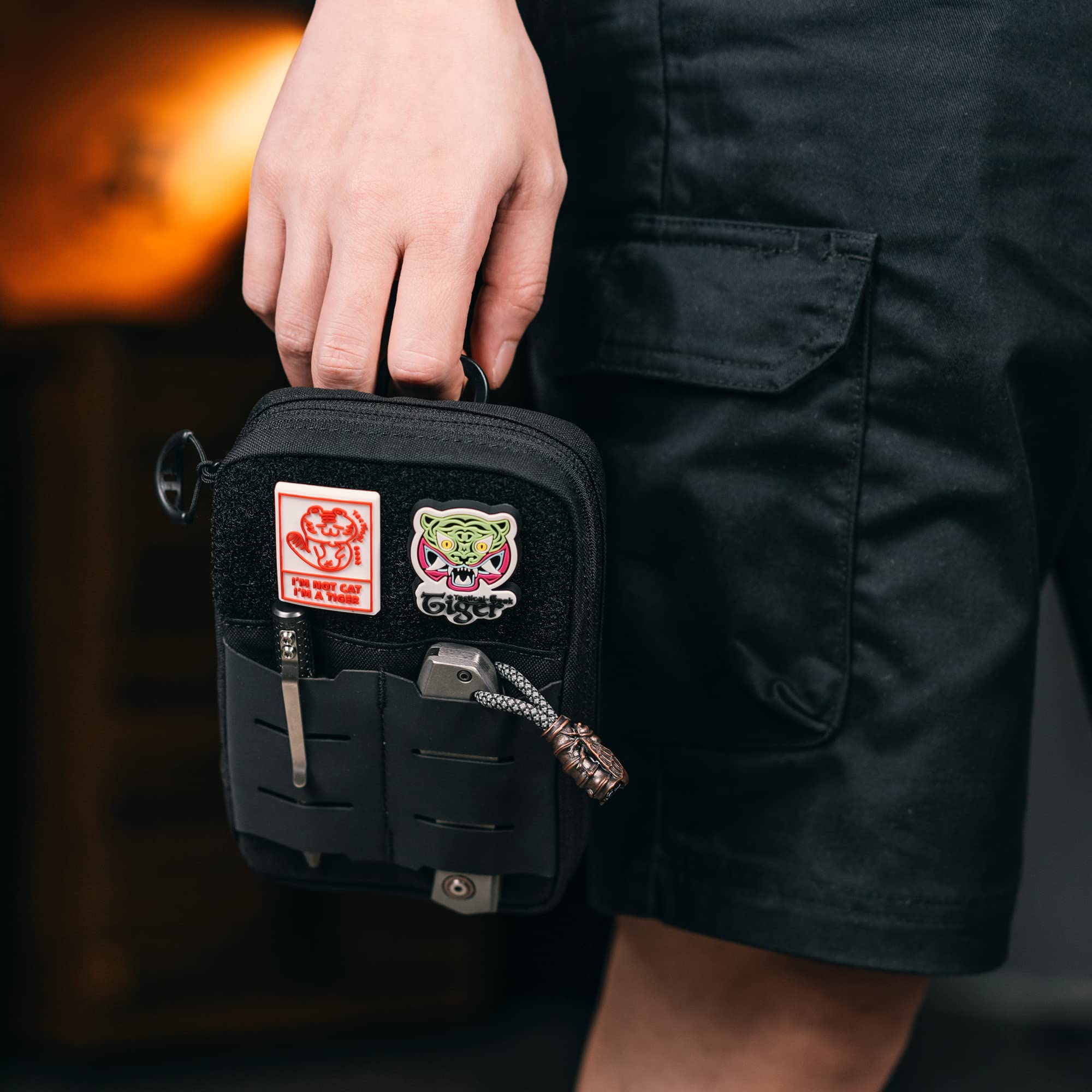 TACTICAL GEEK Block E2.0 EDC Pouch Pochette Anti-éclaboussures pour Homme en 500D Nylon Pochette Multi-Outils Poche Molle Utility Organizer Pochette à Outils EDC pour Homme, Noir