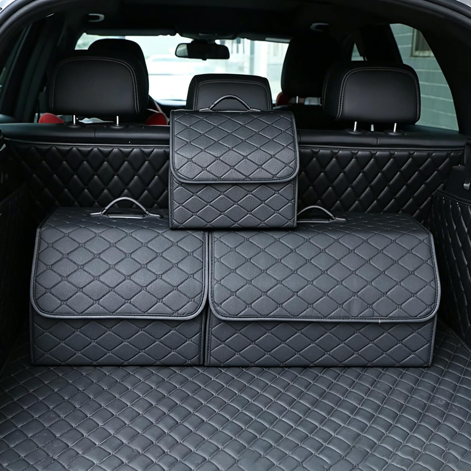 Organizzatore Bagagliaio Auto, per Volvo XC40 XC90 XC60 Organizer Pelle Pieghevole Salvaspazio Contenitore Portaoggetti Impermeabile,B-S