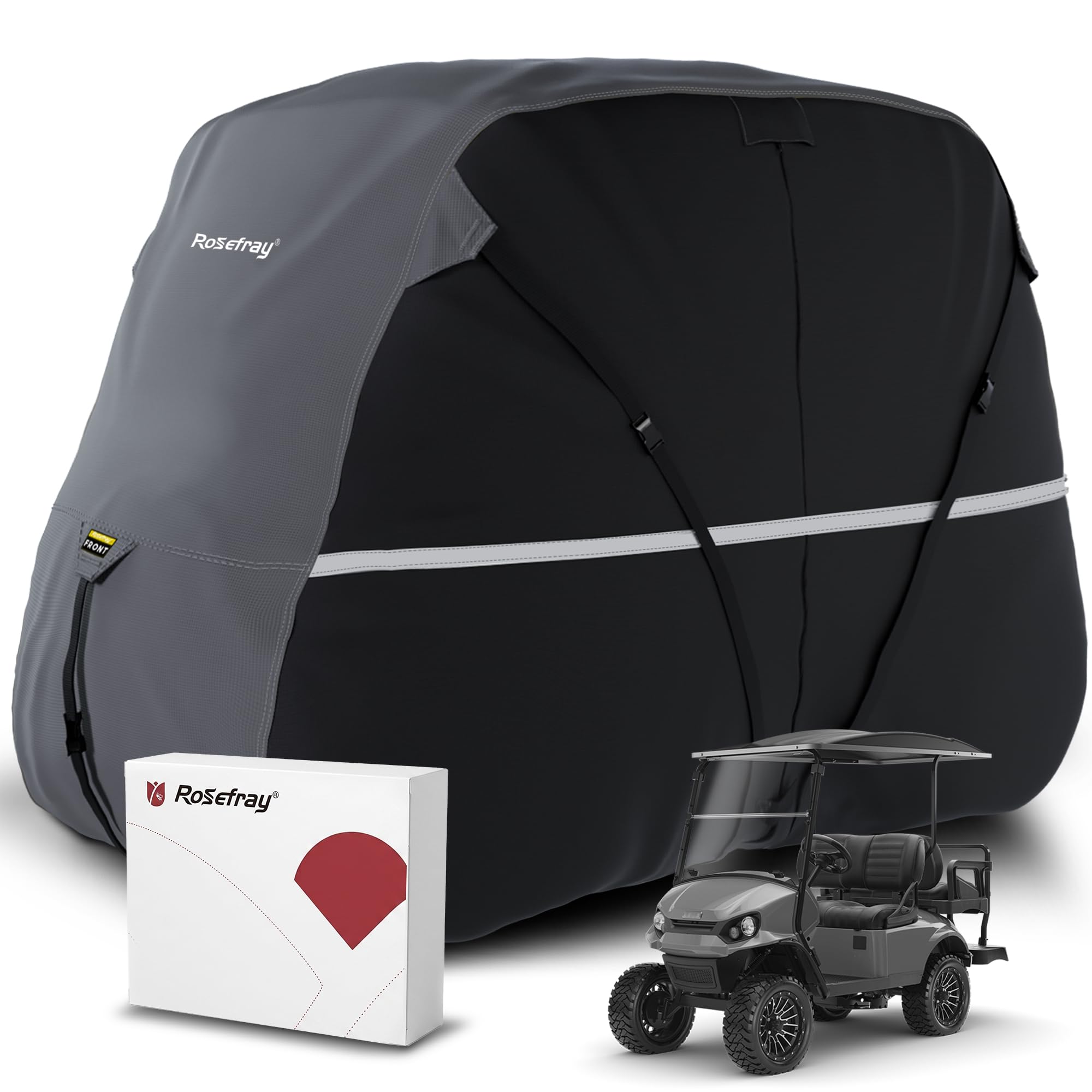 Funda para carrito de golf, tela Oxford 420D resistente, diseño impermeable y resistente al viento, se adapta a coches club, EZGO, Yamaha 2/2+2/4/4+2 carritos de pasajeros